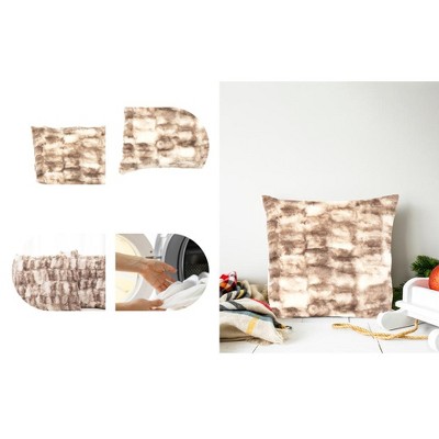 Marble Brown Faux Fur 18" Square Throw Pillows, Set of 2
