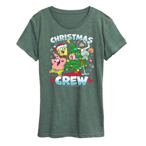 Women's - SpongeBob SquarePants - Christmas Crew Short Sleeve Graphic T-Shirt - 1 of 4