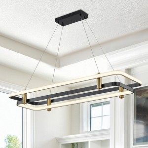 LLHZSY Double Layer Rectangular LED Chandelier 17 1/2" Wide Modern Light Fixture For Kitchen Island Dining Room - 1 of 4