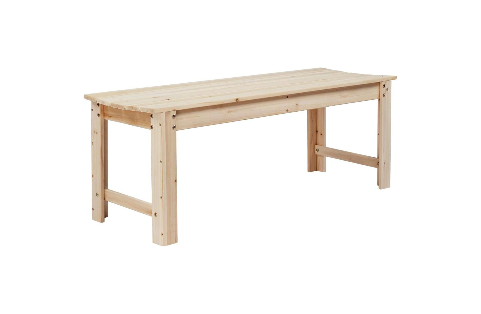 VINGLI Outdoor Wood Bench, 2-Person Outdoor Backless Porch Bench, Weather Resistant Patio Wooden Bench for Garden Entryway Yard (Natural, 48in)