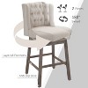 Beige swivel bar stool set of 2 with footrest, solid wood, 180° swivel - 4 of 4
