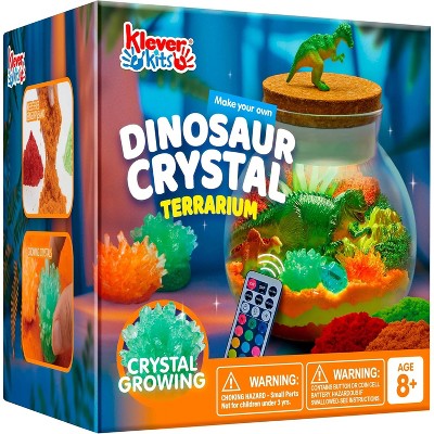 Klever Kits Dinosaur Crystal Terrarium Crafts Kit for Kids with LED Night Light, Crystal Growing Science Kits, Birthday Gift for Boys Girls Aged 6+