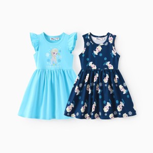 PATPAT Disney Princess Frozen Elsa Anna Toddler Girl Dresses 2 Pack 2pk Sleeveless and Ruffle Sleeve Dress Set 2-6 Years - 1 of 4