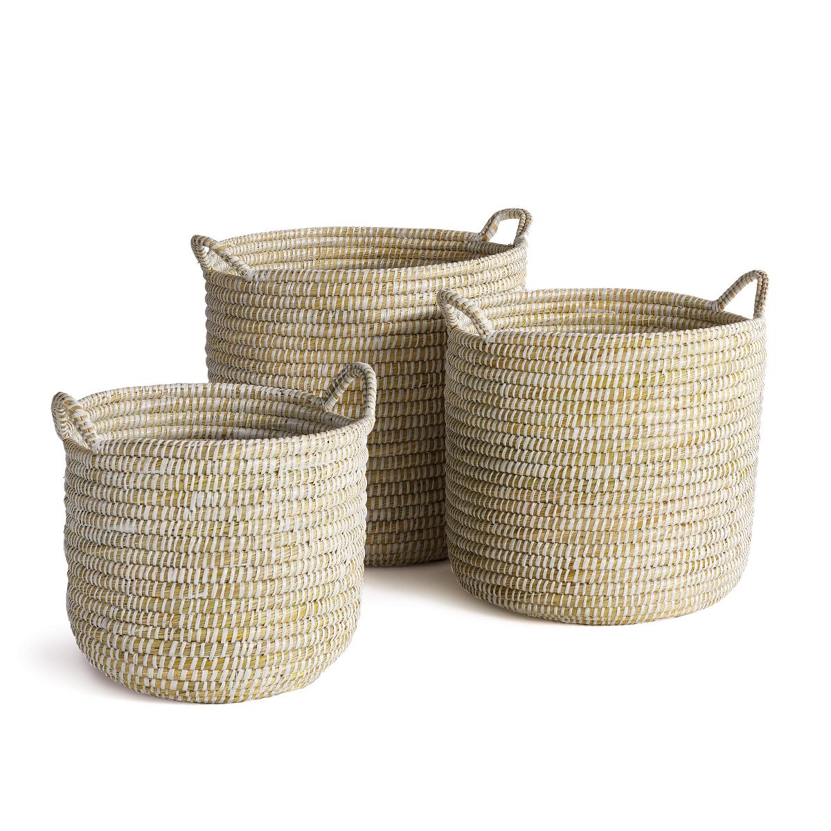 Plum & Post Rivergrass Round Baskets With Handles Set of 3