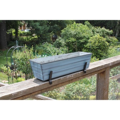 Nantucket Blue Galvanized Metal Balcony Planter Box - 8"x24"