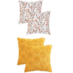 REGALWOVEN 4 Pcs Floral Pattern Soft Comfort Throw Pillow Covers 18" x 18" - 1 of 4