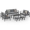 Heynemo Aluminum Outdoor Patio Furniture Set with Footrest, Outdoor Sectional Metal Sofa with 5'' Cushion & Coffee Table for Balcony, Garden - 2 of 4
