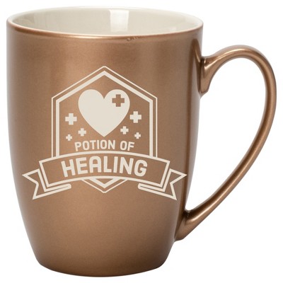 100 North Magic Potion 10 Ounce Bronze Metallic Finish, Comfortably Fits Your Hands, New Bone China Coffee Tea Cup Mug, Potion of Healing