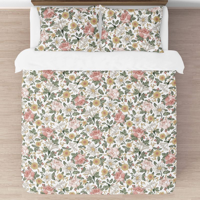 3pc Vintage Floral Full/Queen Kids&#39; Comforter Bedding Set Pink and Green - Sweet Jojo Designs, 3 of 8