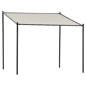 Outsunny 10' x 9' Outdoor Wall Patio Gazebo Canopy with PVC Coated Polyester Roof, Steel Frame, & Spacious Build - 1 of 4