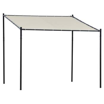 Outsunny 10' x 9' Outdoor Wall Patio Gazebo Canopy with PVC Coated Polyester Roof, Steel Frame, & Spacious Build