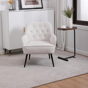 Modern Accent Chairs Linen Armchair, Accent Chairs Modern With Armrest, Accent Chairs Bedroom, Accent Chairs Comfort-Cuddlewood - 1 of 4