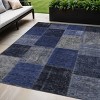 Navy Blue And Denim Blue Patchwork Washable Indoor Outdoor Area Rug - 2 of 4