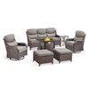 Buenhomino 7 Piece Wicker Outdoor Furniture Set with 6-inch Thick Cushion, High Back Patio Furniture Set with Swivel Rocking Chairs and Fire Pit Table - 2 of 4