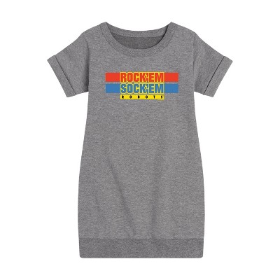 - Rock 'Em Sock 'Em Robots - Rock 'Em Sock 'Em Robots Logo Graphic Short Sleeve Fleece Dress