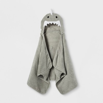 Shark Hooded Bath Towel Gray Marble - Pillowfort™