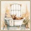 Kate & Laurel All Things Decor 30"x30" Sylvie Highland Cow Bathroom Watercolor Framed Canvas by The Creative Bunch Beaded Natural - 2 of 4
