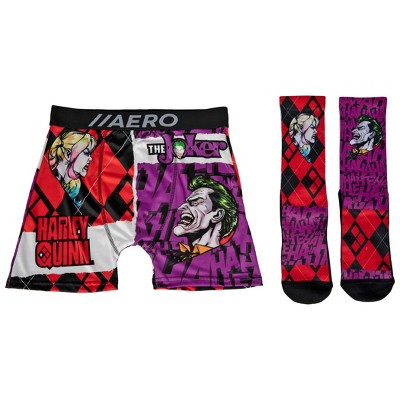 Mens Joker Vs Harley Quinn Aero Boxer Briefs Underwear and Sock Set