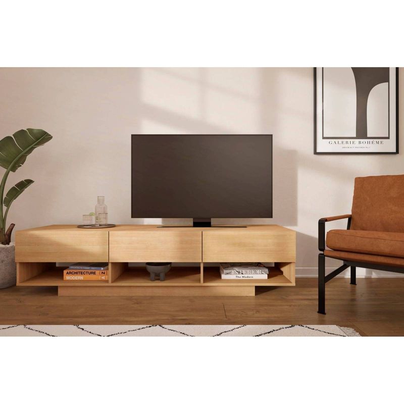 Nexera Rustik TV Stand for TVs up to 80&#34; Golden Maple, 3 of 5