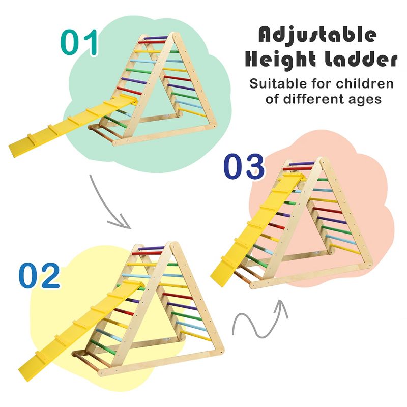 Costway Foldable Wooden Climbing Triangle Indoor Climber w/Ladder for Baby Toddler, 6 of 12