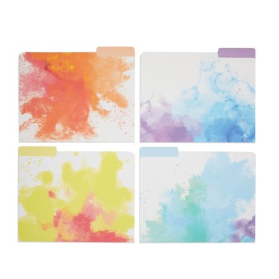 Paper Junkie 12 Pack Cardstock File Cabinet, Folder & Organizer for A4 Letter Size Documents, Rainbow Watercolor Splash, 11.5 x 9.5 in