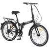Whisen 24" Folding City Bike, Adult Bicycles with Shimano 7-Speed, Steel Frame - 2 of 4
