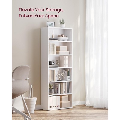 White 6-Tier Adjustable Freestanding Bookcase