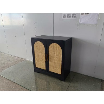 Buffet Cabinet with Storage, Rattan Storage Cabinet with 2/4Doors, Accent Sideboard with Sturdy Wood Feet, for Living/Dining Room, Entryway