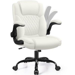 KERDOM Leather Office Chair, Big and Tall Office Chair 400LBS Wide Seat, White - 1 of 1