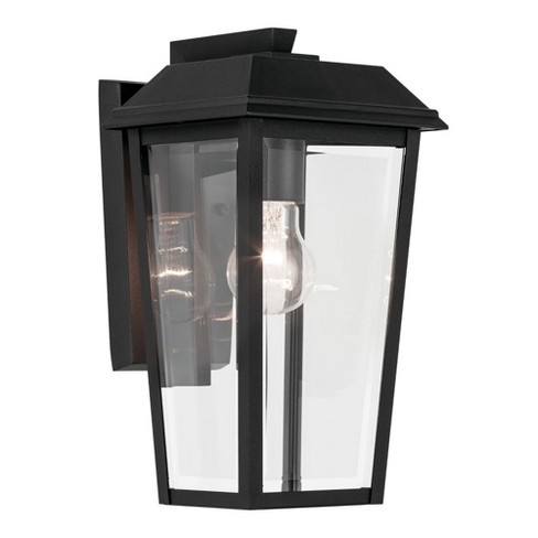 Mathus 13 inch 1 Light Outdoor Wall Light with Clear Glass in Textured Black - image 1 of 3