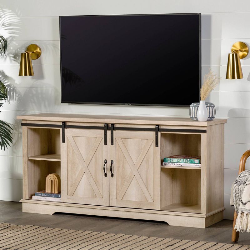 Modern Transitional Sliding Barndoor TV Stand for TVs up to 65"- Saracina Home, 3 of 24