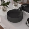 CASAINC 17'' Round Concrete Bathroom Vessel Sink with Drainer, Black Earth - 3 of 4