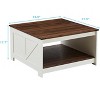 Farmhouse Coffee Table with Storage Rustic Wood Cocktail Table - 3 of 4