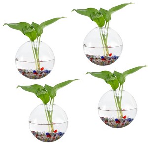 Unique Bargains Transparent Glass Wall Hanging Terrarium Planters Transparent 4 Pcs - 1 of 4