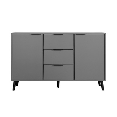 VYNXARIA 47.2" Gray Wood Kitchen Cabinet: Storage - Packed Sideboard with 3 Drawers & 2 Doors