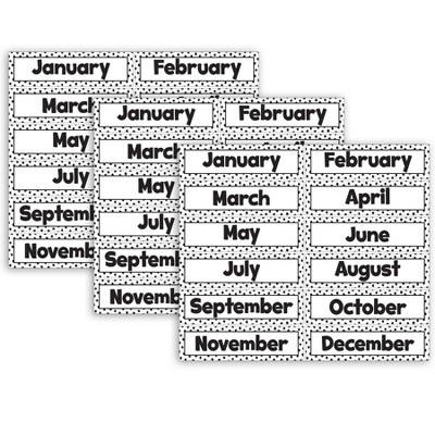 Teacher Created Resources® Black Painted Dots on White Monthly Headliners, 12 Per Pack, 3 Packs