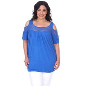 Women's Plus Size Cut Out Shoulder Bexley Tunic Top - White Mark - 1 of 3