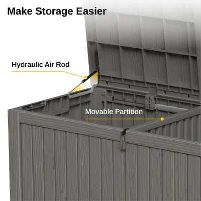 Gray 150 Gallon Lockable Weather-Resistant Plastic Deck Box