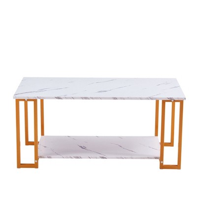 NicBex Modern 39.37" Rectangle Coffee Table with 2 Layers Shelves for Living Room and Bedroom