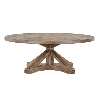 Sierra Round Farmhouse Pedestal Base Wood Cocktail Table Vintage Wood - Inspire Q