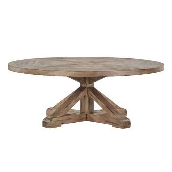 Sierra Round Farmhouse Pedestal Base Wood Coffee Table Vintage Wood - Inspire Q