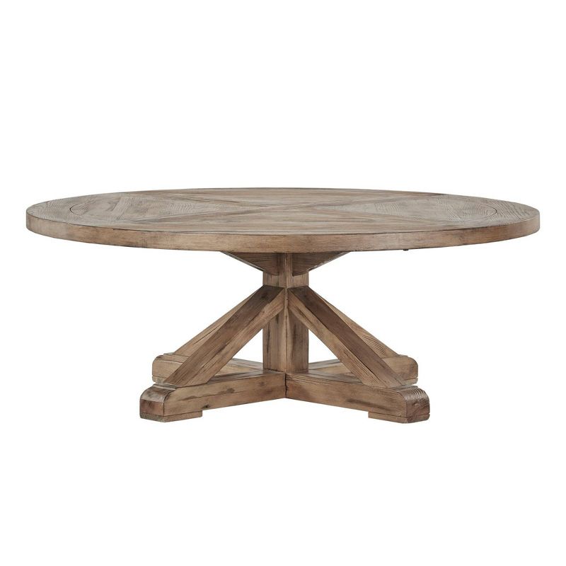 Sierra Round Farmhouse Pedestal Base Wood Coffee Table Vintage Wood - Inspire Q, 1 of 10