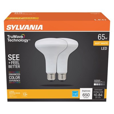 Sylvania TruWave BR30 E26 (Medium) LED Floodlight Bulb Soft White 65 Watt Equivalence 2 pk