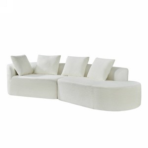 Christopher Knight Home Vivian 116" Modern Curved Sectional Sofa with High-Density Sponge and 4 Pillows Beige - 1 of 4