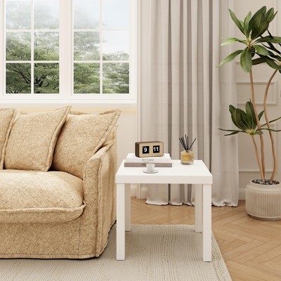 Sandinrayli End Table Small Square Size Table, Modern Coffee Tables Wooden Accent Tables, Nightstand Bedside Table, White