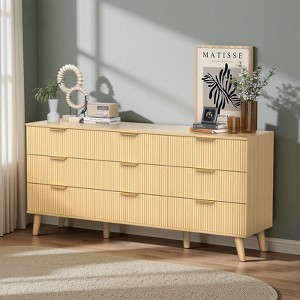 Belord Modern Oak 9-Drawer Dresser, Large Capacity Chest of Drawers with Deep Storage for Clothes and Accessories, Ideal for Bedroom or Living Room - 1 of 4