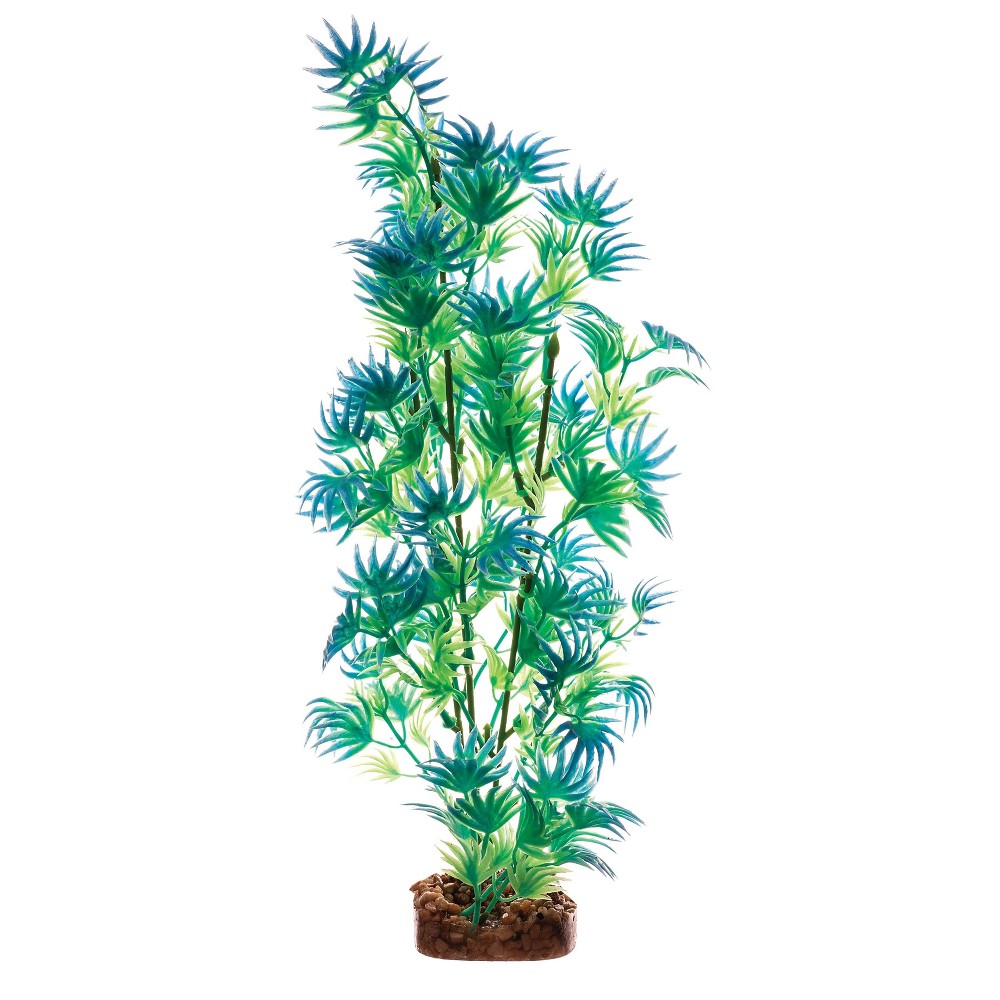 GloFish Green and Blue Large Fluorescent Under Blue LED Light Decor Aquarium Plant: For Fish Aquariums, 12.5 Inch Height