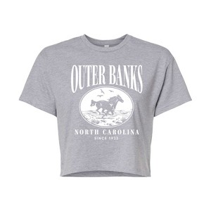 Women's - Instant Message - Outer Banks Running Horse Cropped Graphic T-Shirt - 1 of 4