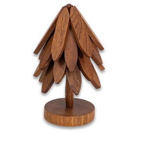 Itopfox Wooden Tree-Shaped Sapeli Wood Drink Coasters Set for Coffee Table, Kitchen Table Decor, Natural Solid Wood Trivets - 1 of 4