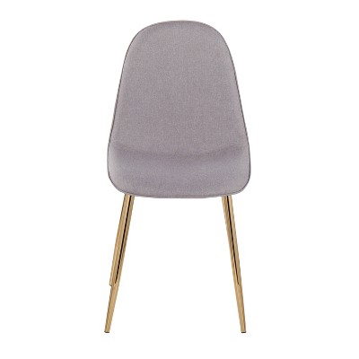 Set of 2 Light Grey Upholstered Side Chairs with Gold Steel Legs